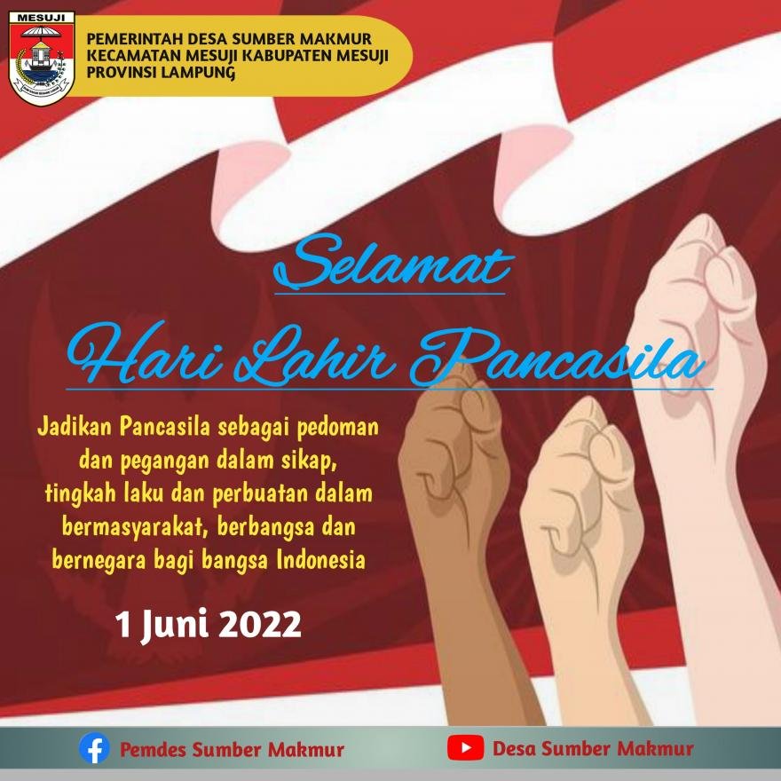 Pemerintah Desa Sumber Makmur Mengucapkan Selamat Hari Lahir Panca Sila