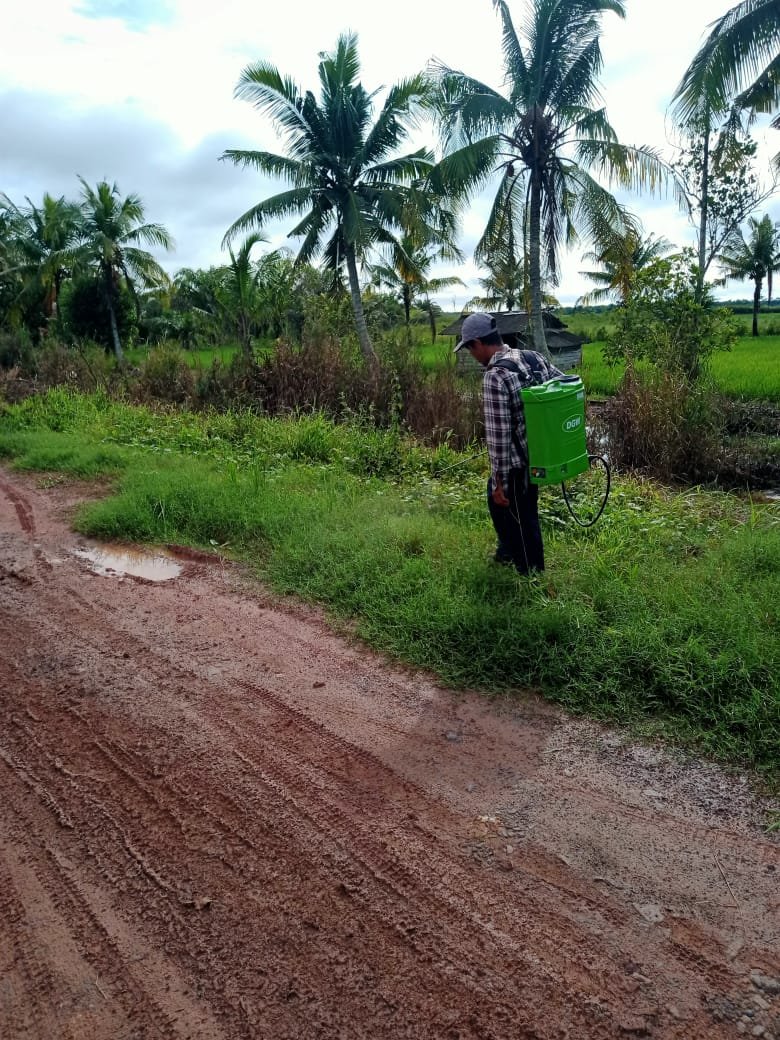 Warga Desa laksanakan pembersihan Jalan Poros Desa Sumber Makmur 